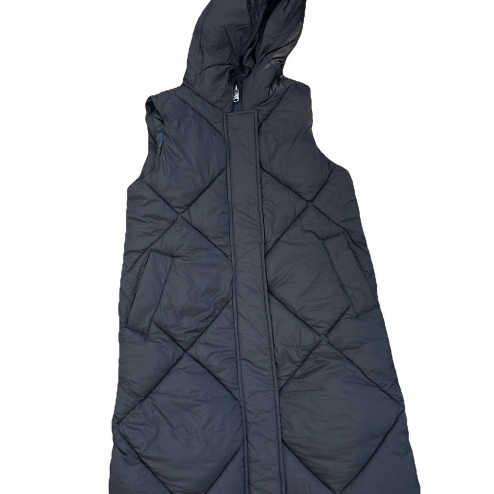 $160 NEW Sam Edelman Women’s Black  Long Quilted Hooded Sleeveless Vest Sz. Xxs
